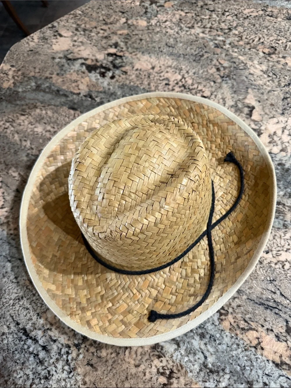 Men's Natural Straw Cowboy Hat with Black Chin Cord